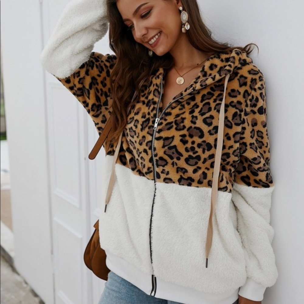 Last White Leopard Print Hoodie